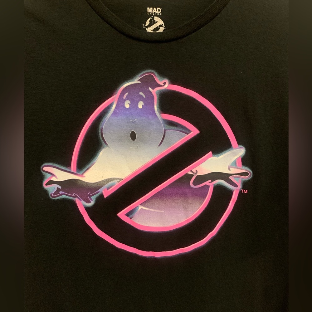 Unisex Ghostbusters Black and Pink T-shirt 100% Cotton Lightly Used